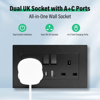 Prise murale avec interrupteur, norme britannique 10A/13A, simple ou double circuit USB + C