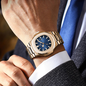 <span class=keywords><strong>Orologio</strong></span> da Uomo POEDAGAR 613 Quarzo Quadrato in Acciaio Inossidabile <span class=keywords><strong>Oro</strong></span> <span class=keywords><strong>Rosa</strong></span> Nuovo Colore Classico Business Impermeabile Luminoso con Data - Product Image 5
