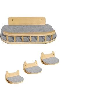Large Cat Perch Wall Mounted Semi Circle Wood Cat <b>Bed</b> With Non Slip <b>Pad</b> For Indoor Cats - Product Image 2