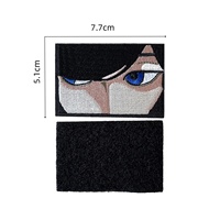 Patchs brodés complets à motif de filles de dessins animés japonais avec cheveux et yeux cachés, badges auto-agrippants pour la décoration de vêtements