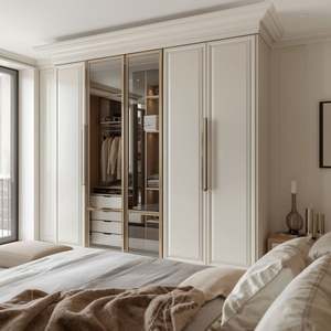 2025 Best Selling Luxury Custom Wood Door Modern Design Walk-in Closet Wall <b>Wardrobe</b> for Bedroom & Living Room - Product Image 2