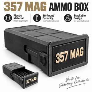 Boîte de rangement pour munitions <span class=keywords><strong>357</strong></span> <span class=keywords><strong>Magnum</strong></span>, capacité de 50 cartouches, PVC léger, portable, empilable, organisateur de munitions pour cartouches, noir - Product Image 1