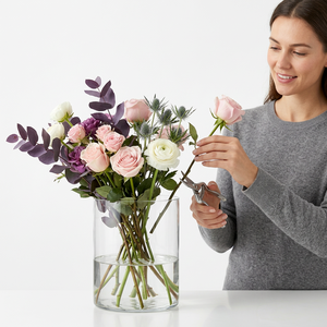 Clear <b>Glass</b> Cylinder <b>Vase</b> Wide Mouth Minimalist Tabletop Centerpiece - Product Image 1