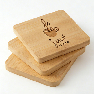 Posavasos Cuadrado de Madera de Lujo, Reutilizable, Grabado con Logotipo Personalizado, Regalo de Boda, Duradero - Product Image 2