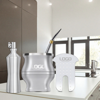 Ensemble de tasses de maté modernes à double paroi en acier inoxydable avec brosse de nettoyage à paille de gourde Tea Shaper Tous les accessoires en métal