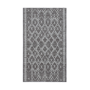 Modern Geometric Area Rug Rectangle Gray White Flat Weave Stain Resistant Rubber Backing Living <b>Room</b> Use - Product Image 1