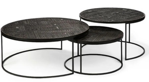 Modern 3-Piece Mango Wood & Iron <b>Nesting</b> <b>Coffee</b> <b>Table</b> <b>Set</b> - Product Image 2