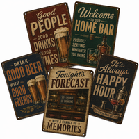 Affiches murales personnalisées pour garage, bar, style rétro vintage, bière, vin, cocktail, pub, en métal vieilli pour la décoration murale de la maison ou du café