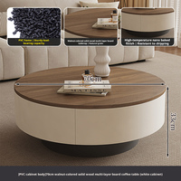 Table basse ronde de style mid-century avec rangement, table à thé gigogne pour petit salon, mobilier de maison