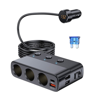 127W 7 ports 3 adapter ports 3 <b>USB</b> 1 PD (Type-C) 1 main switch 3 individual <b>mini</b> switches 1m extension <b>cable</b> Car charger - Product Image 1