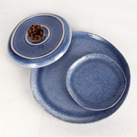 Service de vaisselle en grès bleu de haute qualité EKA-Style nordique Passe au lave-vaisselle Qualité alimentaire Service OEM/ODM