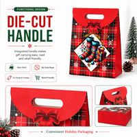 Sac cadeau en papier de Noël personnalisé avec poignée découpée pour l'emballage de détail des fêtes, sac en papier avec votre logo, vente en gros