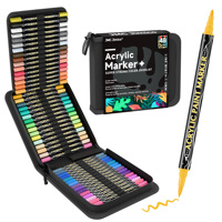 Ensemble de marqueurs acryliques à double pointe, stylos à peinture à pointe fine et à pointe pinceau pour toile, céramique, métal, tissu, projets artistiques professionnels