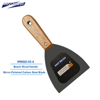 Couteau à enduire industriel en acier au carbone de 4 pouces avec lame polie miroir et manche en bois confortable, service OEM bricolage