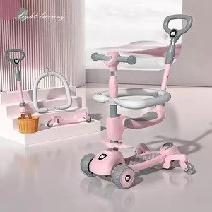 <span class=keywords><strong>Trottinette</strong></span> 5 en 1 pour enfants avec roues lumineuses LED et plateau pliable, <span class=keywords><strong>trottinette</strong></span> à pousser pour enfants avec poignée - Product Image 1
