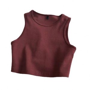Top corto de verano para mujer, chaleco sin mangas de punto ajustado de cintura alta para mujer - Product Image 5
