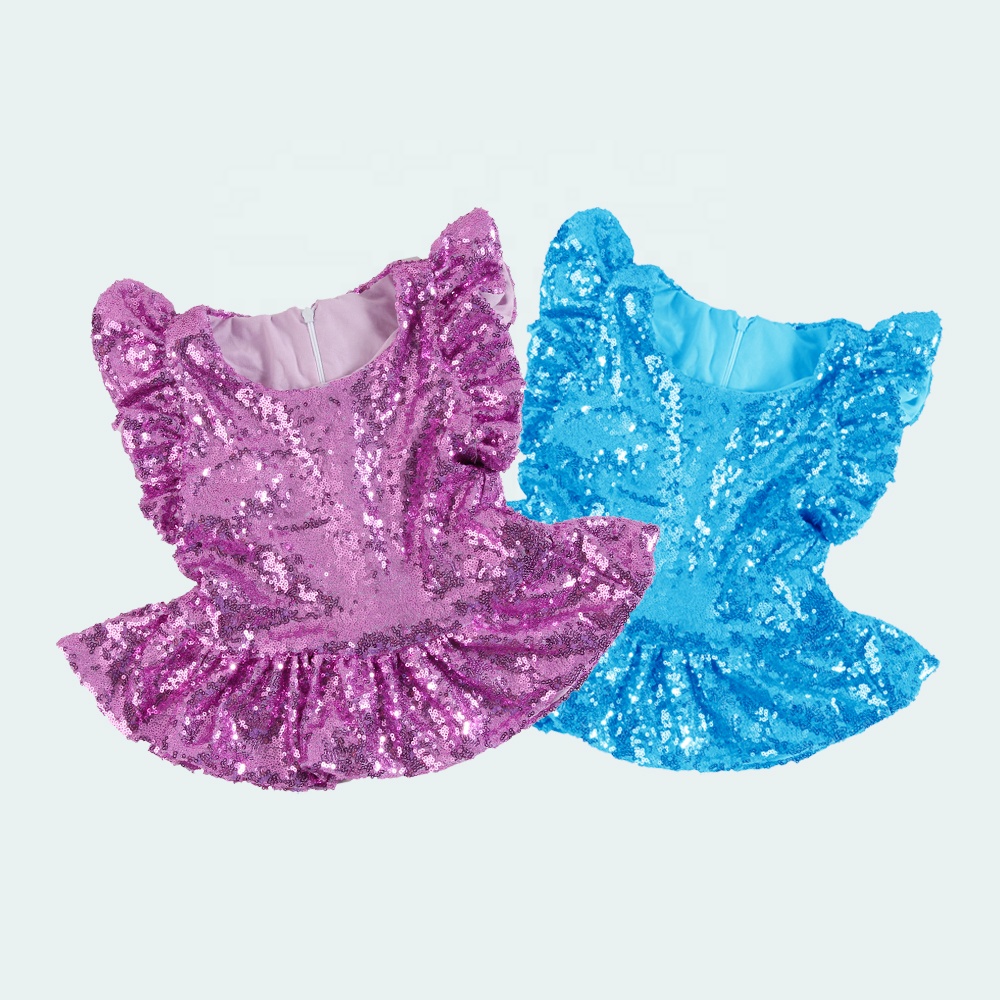 Блестящий топ русалки для девочек, блестящая плиссированная рубашка с оборками для малышей, школьный детский Блестящий летний топ, костюм для выступлений