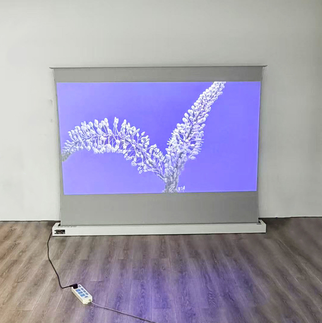 Custom Electric Floor Rise Projection Screen HD 4K UST ALR Fresnel Ground Lift Automatic Rising Projection Screen for Movie