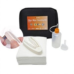 Kit de clip de nettoyage de fibre optique avec lingettes de nettoyage de fibre pince de nettoyage de bouteille d'alcool utilisée pour le nettoyage de fibre - Product Image 1