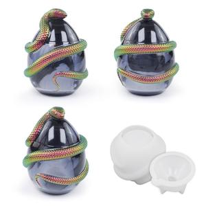 DM1142 DIY Snake <strong>Egg</strong> Shaped Concrete Candle Jar Silicone <strong>Mold</strong> 3D Gypsum Resin Jewelry Storage Box With Lids Vessel <strong>Molds</strong> - Product Image 1