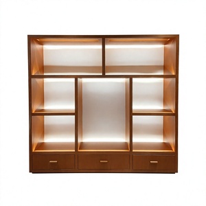 Backlit Led Stainless Steel Corner Display Shelving Home Library <b>Bookcase</b> <b>Cabinet</b> Drawers Wall Mounted Handbag Perfume Showcase - Product Image 4