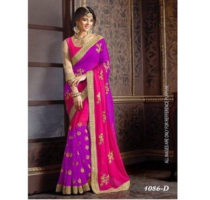 Sari de algodón para fiesta con blusa de diseñador, bordado indio de Bollywood, color turquesa, lavable a máquina, prenda étnica Evergreen - Product Image 2