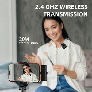 ميكروفون لاسلكي 2.<span class=keywords><strong>4</strong></span> جيجاهرتز للتسجيل مع تقليل الضوضاء، ميكروفون لافالييه لاسلكي بتقنية البلوتوث لتسجيل الفيديوهات والمقابلات والبودكاست - Product Image 5