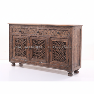 Buffet moderne de luxe en bois sculpté avec 3 portes et 3 tiroirs pour le rangement, salon en bois, meilleur meuble buffet abordable - Product Image 1
