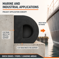 Pare-battage marin en caoutchouc EPDM creux en forme de D, résistant à l'ozone et aux intempéries, longueur personnalisée, pour protection des quais portuaires et des navires (OEM)