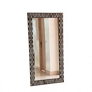 Rectangular <b>Wall</b> <b>Mirror</b> With <b>Black</b> And White Checkered <b>Frame</b> Modern Decorative Wooden <b>Frame</b> 4.0 Mm Thickness - Product Image 1