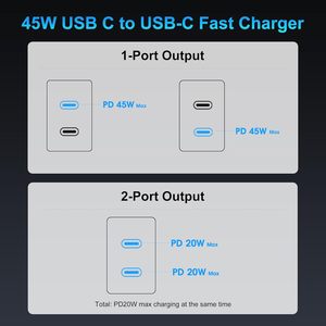 <span class=keywords><strong>Chargeur</strong></span> portable de haute qualité avec prise américaine 45W, double port Type C, adaptateur de charge rapide et câble, adaptateur de <span class=keywords><strong>chargeur</strong></span> de voyage USB pour téléphone - Product Image 3