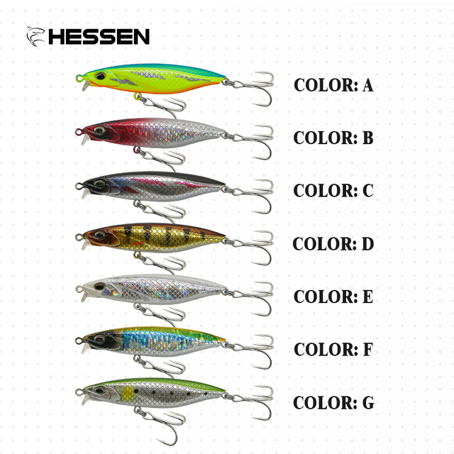 Hessen OEM 70mm 7.5g 10g Jerkbait Stickbait ABS Sinking Minnow Lure for Saltwater Fish Salmon River Lake Stream Artificial Hard