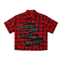 Chemise Homme Vintage Designer Unisexe Décontractée Coupe Ample avec Logo Textuel Personnalisé et Boutons