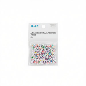 Perles de lettres Ilan 4x7mm, base blanche, lettres colorées, perles pour loisirs créatifs, 17g - Product Image 1