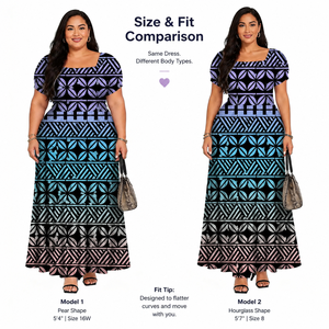 Abito Elegante da Donna Taglie Forti a Maniche Corte, Stile Polinesiano Esotico Tropicale, Su Misura, per Uso Quotidiano, Collezione 2026 - Disponibilità Fornitore - Product Image 2