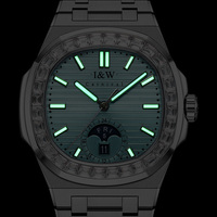 Montre analogique mécanique automatique pour homme I&W CARNIVAL Miyota, en acier inoxydable, avec fonctions multifonctions, verre synthétique