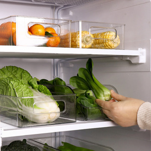 Transparent Storage <b>Box</b> Rectangle Stackable Food Grade <b>Plastic</b> Fridge Organizer Freshness Preservation For Fruit And Vegetables - Product Image 1