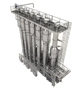 Evaporador de película descendente de alimentos, efecto único de vacío/tres efectos para etanol, leche, zumo, Jam, evaporador de concentración