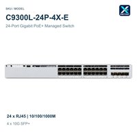 C9300L-24P-4X-E 24 Port Gigabit PoE+ Managed Ethernet Switch dengan 4 x 10G SFP+ Uplink