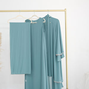 3個セットドレスメーカーラマダンスタイルドバイアバヤ卸売業者イスラム教徒アバヤ高級マキシドレスラインストーンアバヤ付き - Product Image 2