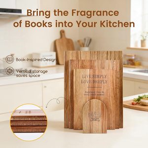 Acacia <b>Wood</b> Cutting Board Set 4-Piece With Stand Kitchen Chopping <b>Block</b> Rectangle Solid Color - Product Image 2
