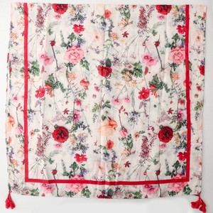 High Quality Elegant Floral Pattern Printed Shawls Summer Tropical <b>Leaf</b> Hand-made Tassels Viscose Cotton Printed Fringed Scarf - Product Image 4