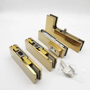 Oben unten Over panel Lock große L Aluminium legierung Edelstahl Quadratische Patch beschlag Hardware-Klemme Für rahmenlose Glastür