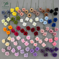 Fleurs artificielles YM Wholesale Real Touch, 3 têtes de roses bordeaux, roses en soie blanches de haute qualité pour la décoration de la maison et les décorations d'événements