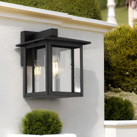 Lumière extérieure de jardin en acier inoxydable noir avec E27 vers le bas caractéristique paysage carré verre ombre étanche à l'eau pour les murs de la maison
