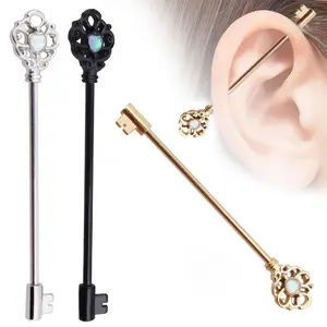 10 pz/set acciaio chiave industriale orecchino Piercing 316L 14G acciaio chirurgico impalcatura orecchio cartilagine Helix gioielli per il corpo