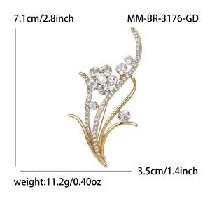 Fashion Crystal Brooch Pin Rhinestone Flower Design <b>Wedding</b> Jewelry Unisex <b>Accessory</b> - Product Image 5