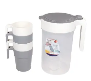 Jarra con filtro de agua de 1800ml, jarra con 4 tazas, enfriador frío de plástico resistente al calor, Juego de tetera, jugo, té helado, vino, dispensador de bebidas