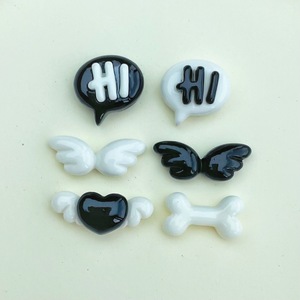 Bán buôn Đen cánh Xương Trắng khuôn mặt tươi sáng mini nhựa phụ kiện kem keo điện thoại trường hợp tóc Clip đen trắng Bông tai - Product Image 5