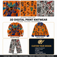 Pull tricoté imprimé en 3D personnalisé pour homme, veste zippée tricotée entièrement personnalisée, pull imprimé sur toute la surface personnalisé OEM